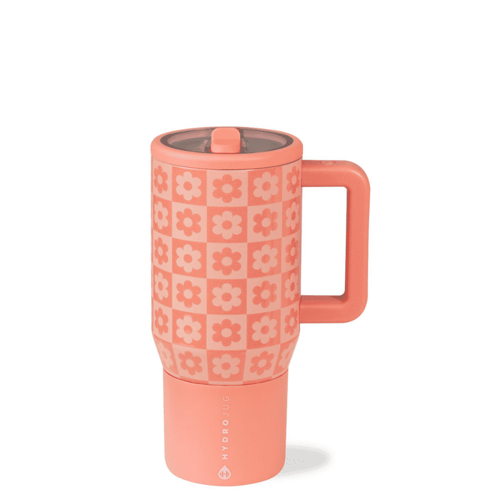 HydroJug Traveler 20 oz Water Bottle, Stainless Steel Insulated Tumbler with Flip Straw and Handle - Pink - Tumbler