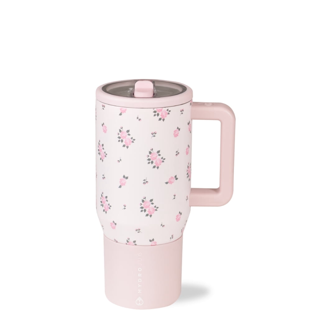 HydroJug Traveler 20 oz Water Bottle, Stainless Steel Insulated Tumbler with Flip Straw and Handle - Pink - Tumbler
