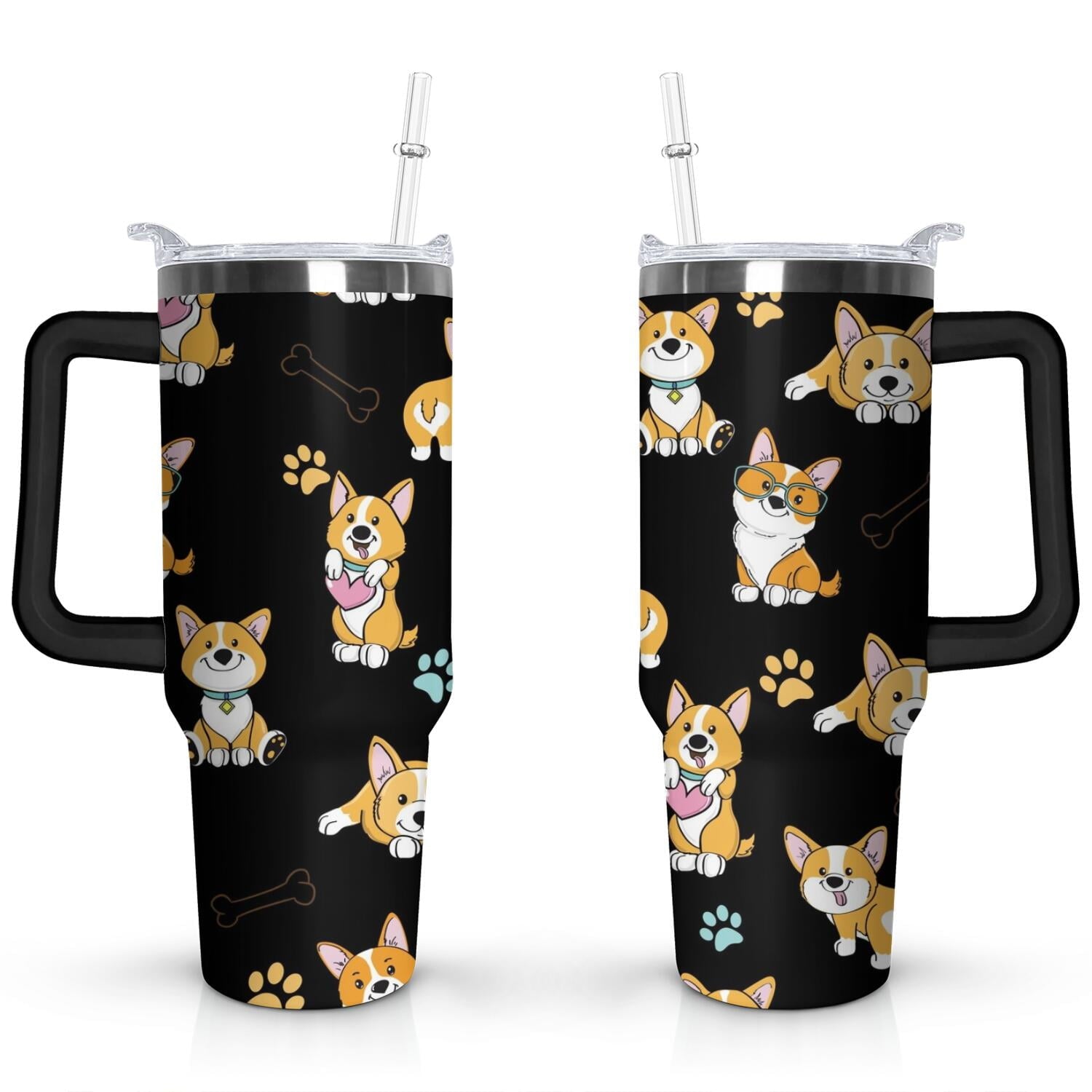Gift for Dog Lovers Cute Dog Tumbler for Women - 40oz Dog Tumblers with Handle Straw and - Tumbler