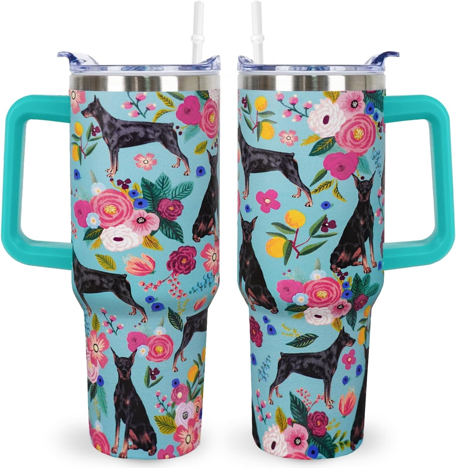 Pitbull Gifts Dog Tumbler Cup for Women Men 40oz Stainless Steel Insulated Travel Mug with Lid and - Tumbler
