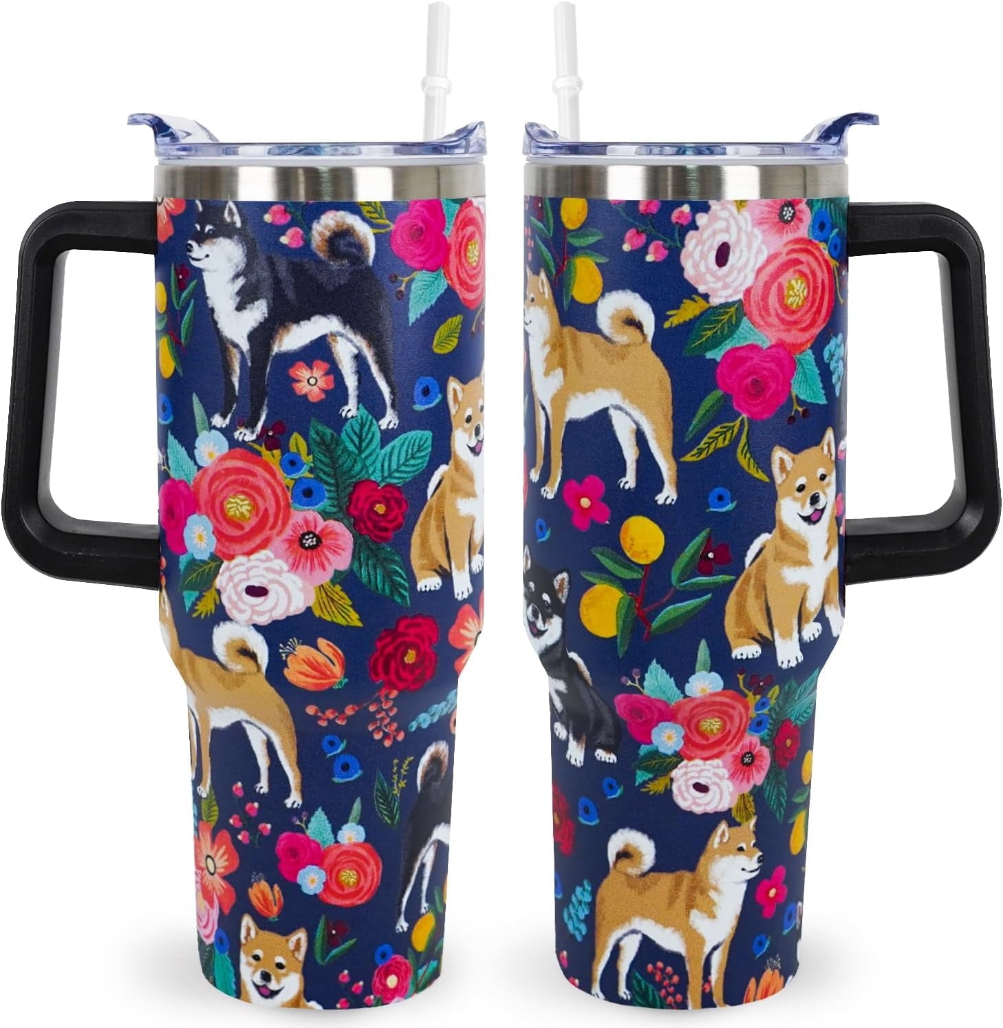 Pitbull Gifts Dog Tumbler Cup for Women Men 40oz Stainless Steel Insulated Travel Mug with Lid and - Tumbler