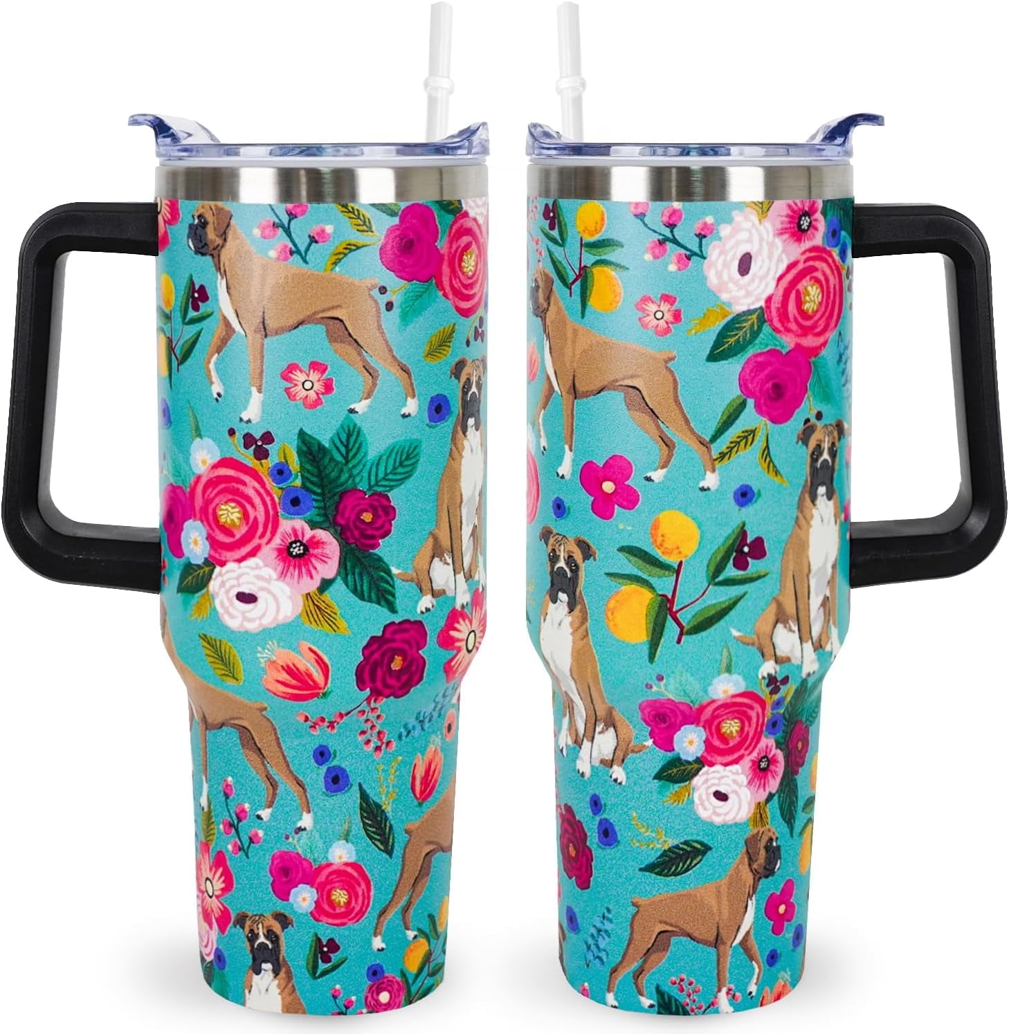 Pitbull Gifts Dog Tumbler Cup for Women Men 40oz Stainless Steel Insulated Travel Mug with Lid and - Tumbler