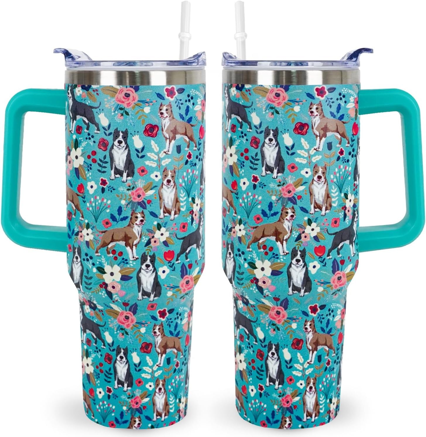 Pitbull Gifts Dog Tumbler Cup for Women Men 40oz Stainless Steel Insulated Travel Mug with Lid and - Tumbler