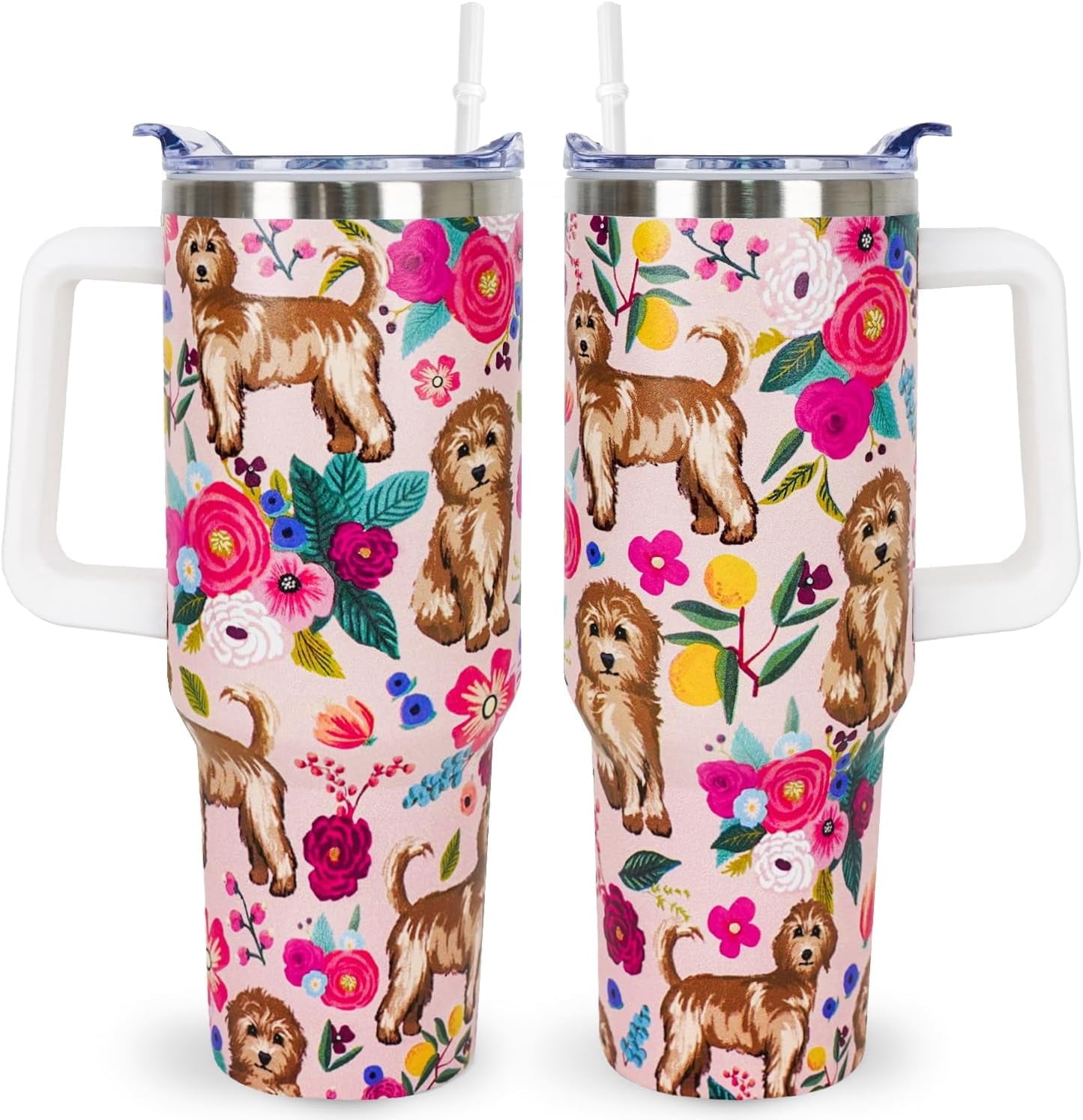 Pitbull Gifts Dog Tumbler Cup for Women Men 40oz Stainless Steel Insulated Travel Mug with Lid and - Tumbler