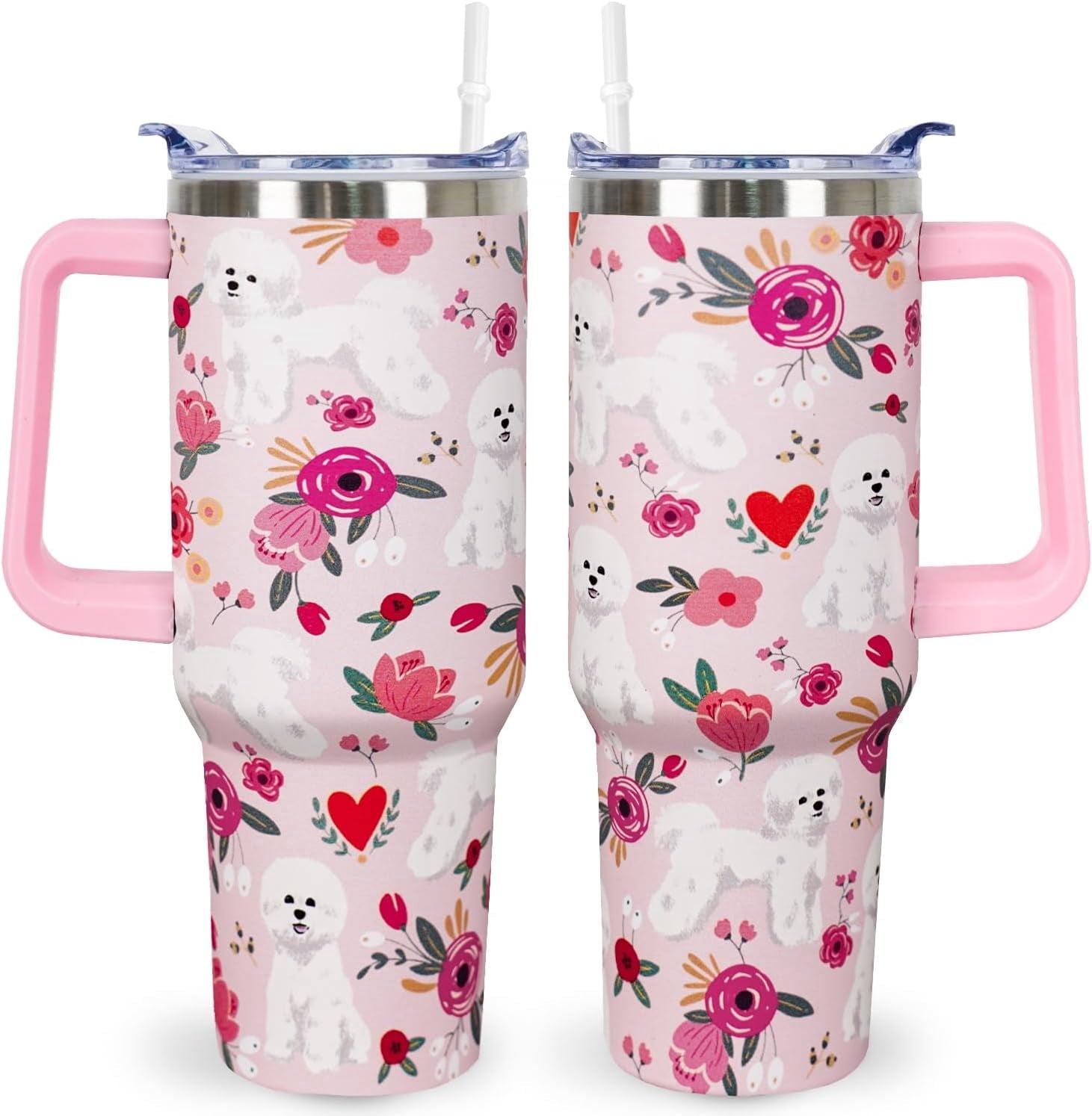 Pitbull Gifts Dog Tumbler Cup for Women Men 40oz Stainless Steel Insulated Travel Mug with Lid and - Tumbler