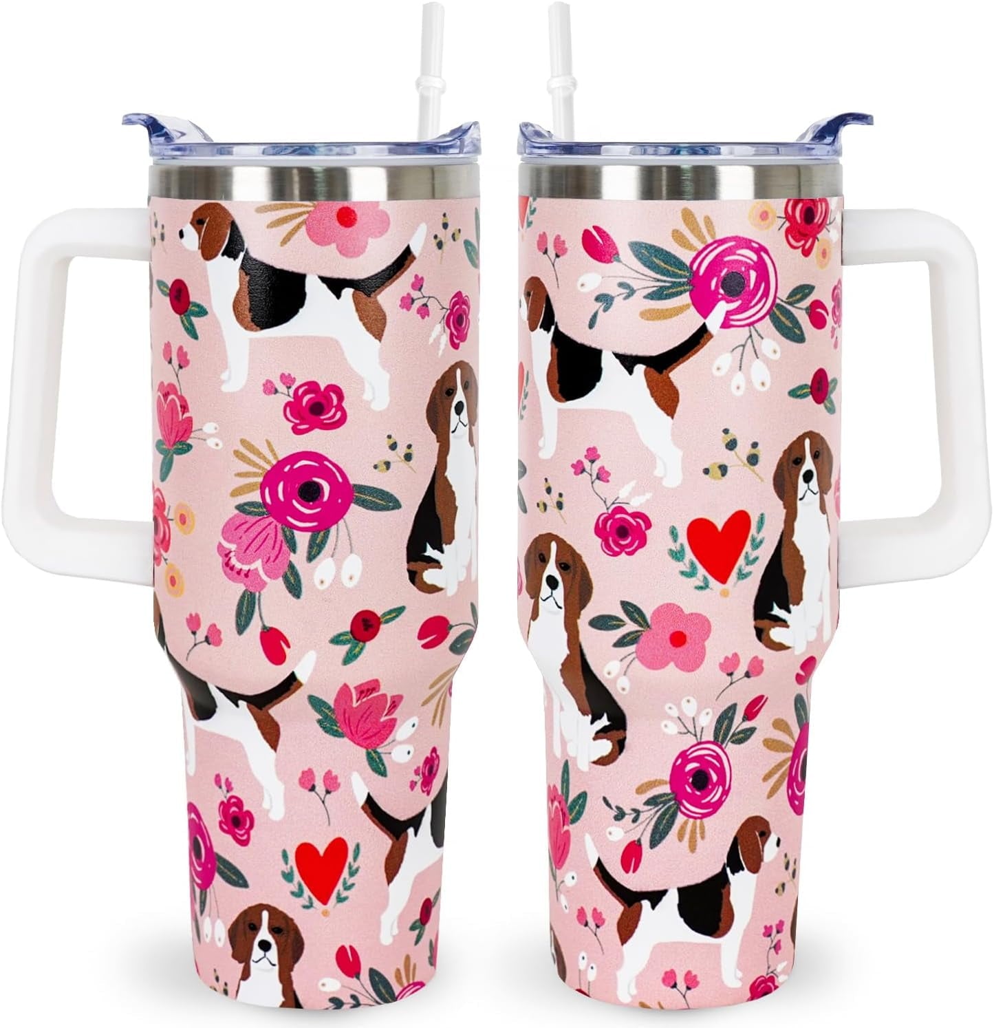 Pitbull Gifts Dog Tumbler Cup for Women Men 40oz Stainless Steel Insulated Travel Mug with Lid and - Tumbler