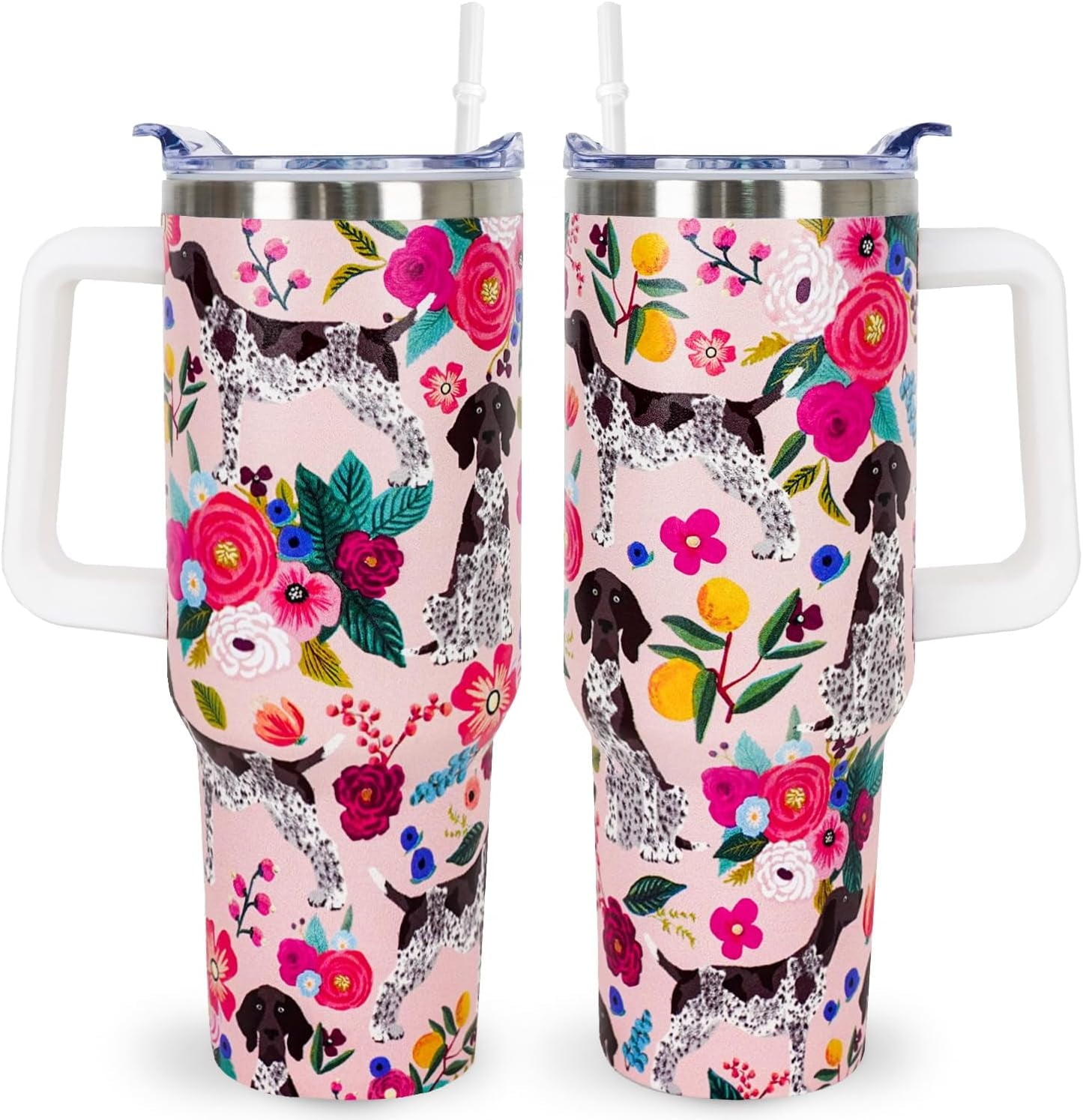 Pitbull Gifts Dog Tumbler Cup for Women Men 40oz Stainless Steel Insulated Travel Mug with Lid and - Tumbler
