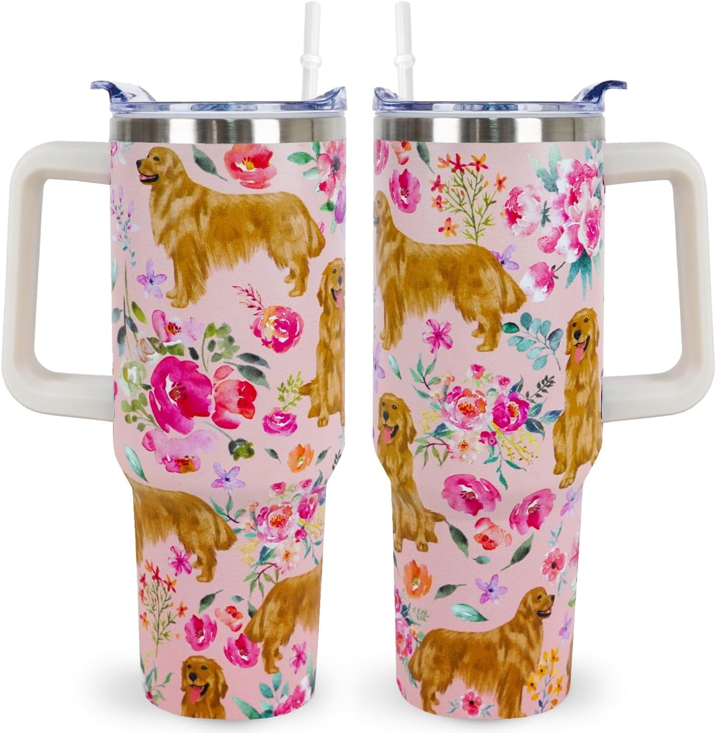 Pitbull Gifts Dog Tumbler Cup for Women Men 40oz Stainless Steel Insulated Travel Mug with Lid and - Tumbler