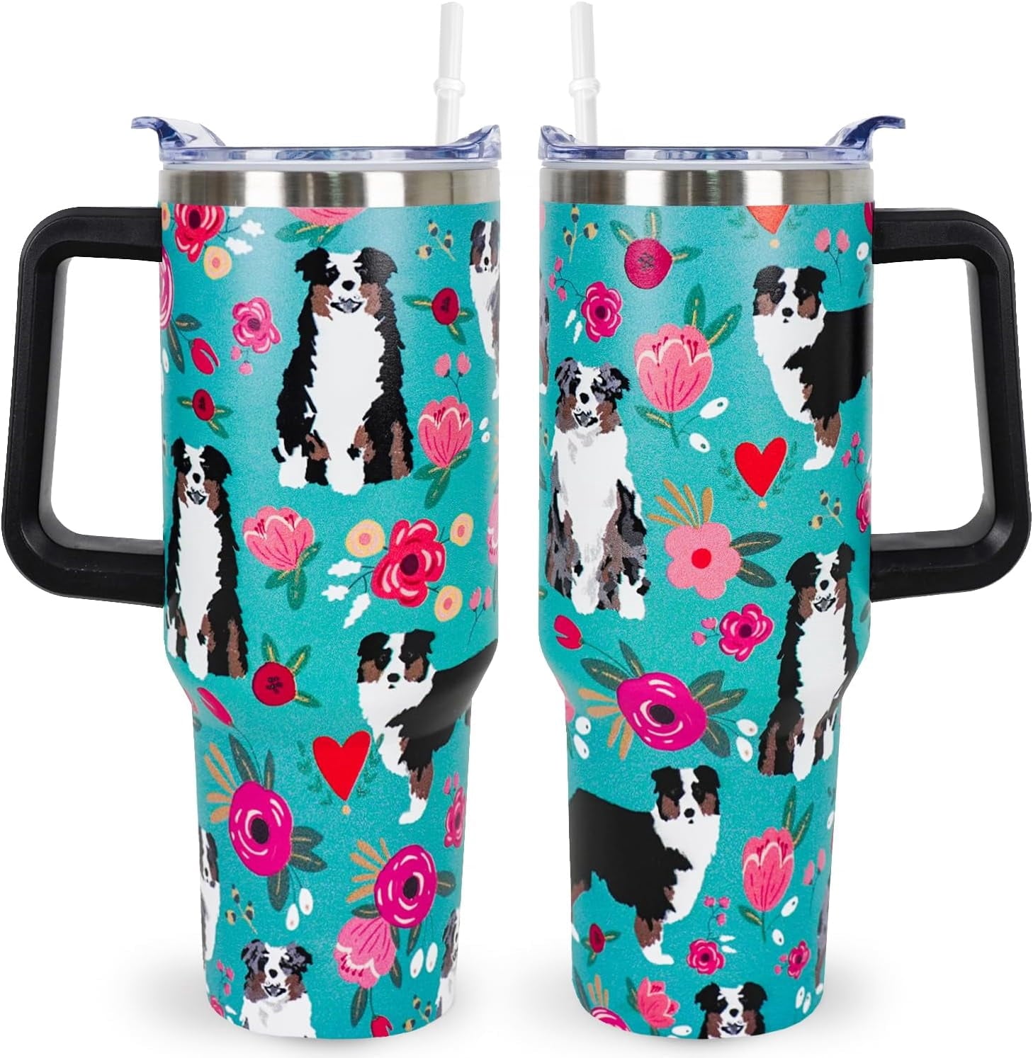 Pitbull Gifts Dog Tumbler Cup for Women Men 40oz Stainless Steel Insulated Travel Mug with Lid and Straw - Tumbler
