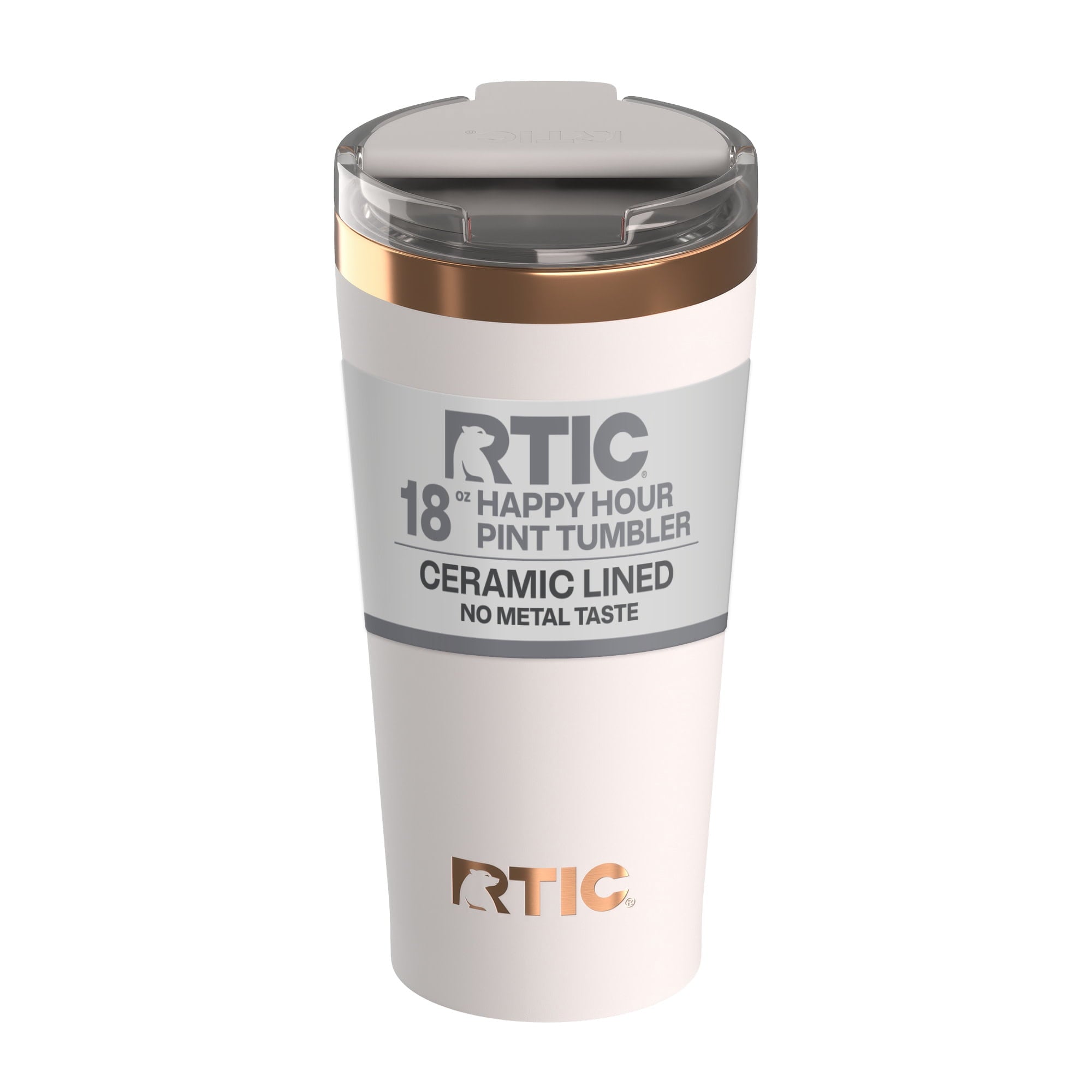 RTIC 18 oz Ceramic Lined Insulated Happy Hour Pint Tumbler, Leak Resistant Lid, Soft-Touch Exterior, Dark Midnight - Tumbler