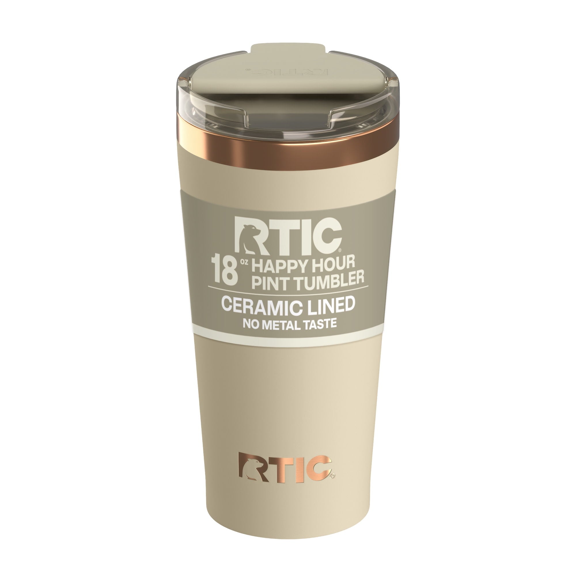 RTIC 18 oz Ceramic Lined Insulated Happy Hour Pint Tumbler, Leak Resistant Lid, Soft-Touch Exterior, Dark Midnight - Tumbler