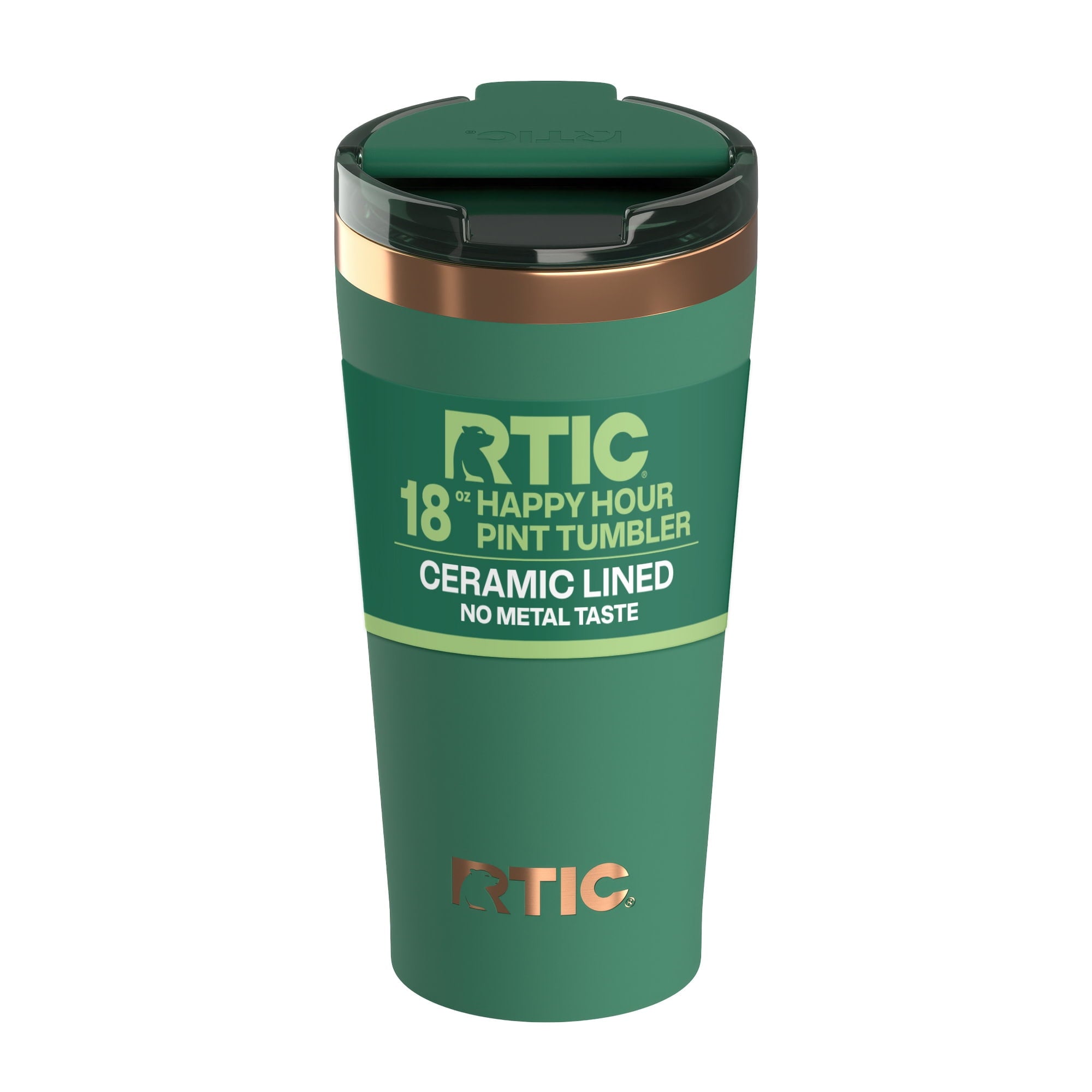 RTIC 18 oz Ceramic Lined Insulated Happy Hour Pint Tumbler, Leak Resistant Lid, Soft-Touch Exterior, Dark Midnight - Tumbler