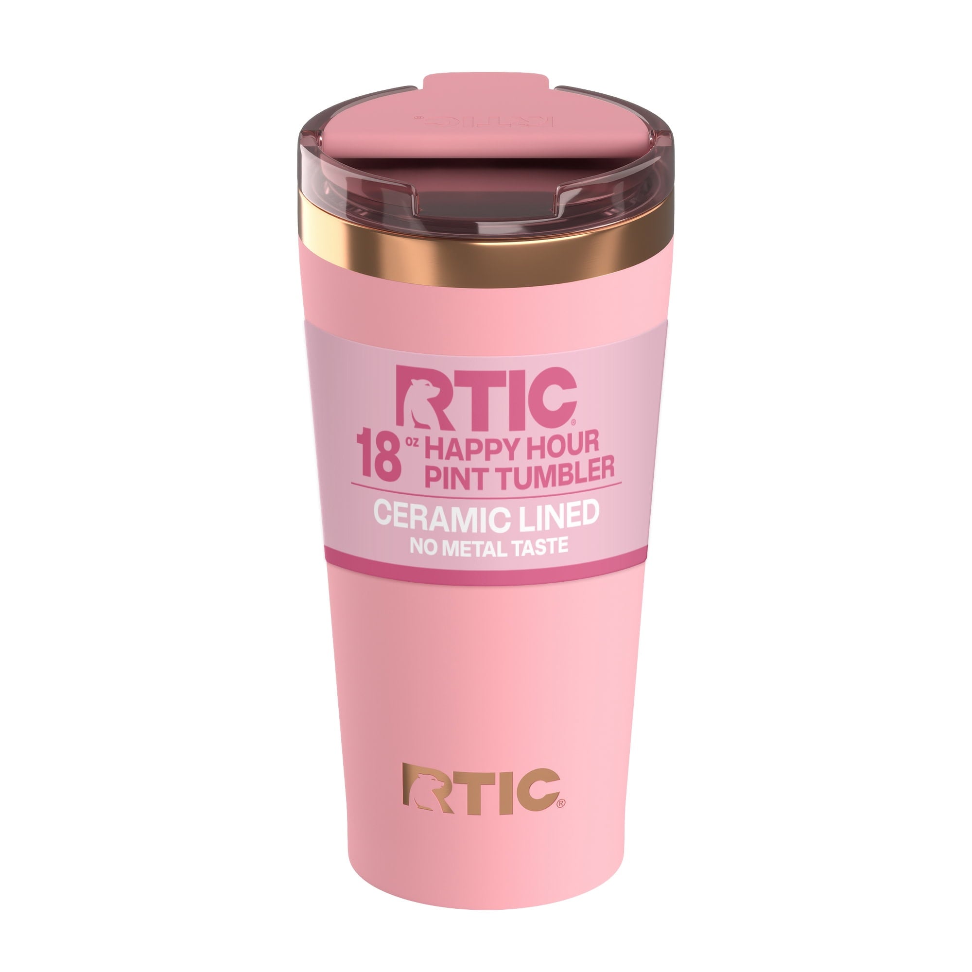 RTIC 18 oz Ceramic Lined Insulated Happy Hour Pint Tumbler, Leak Resistant Lid, Soft-Touch Exterior, Dark Midnight - Tumbler