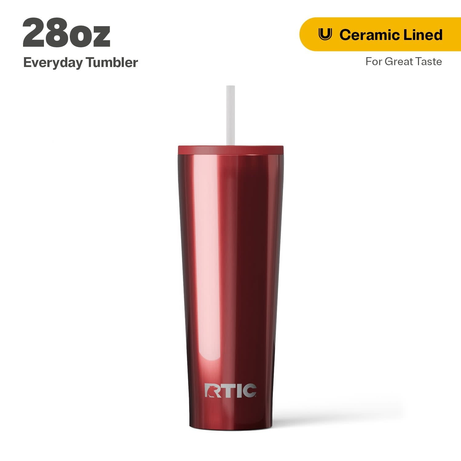 RTIC 28 oz Ceramic Lined Everyday Tumbler, Spill-Resistant Straw Lid, Marine - Tumbler