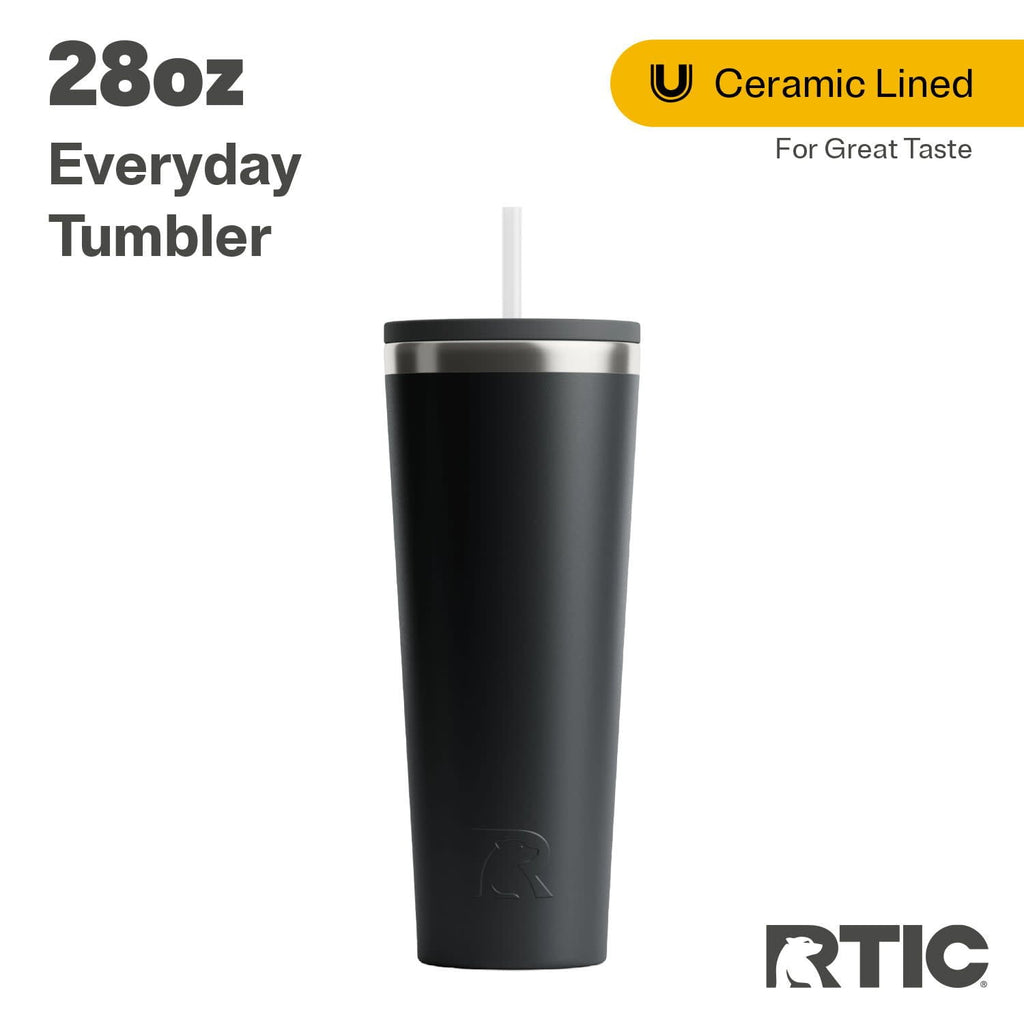 RTIC 28 oz Ceramic Lined Everyday Tumbler, Spill-Resistant Straw Lid, Plum Glitter - Tumbler