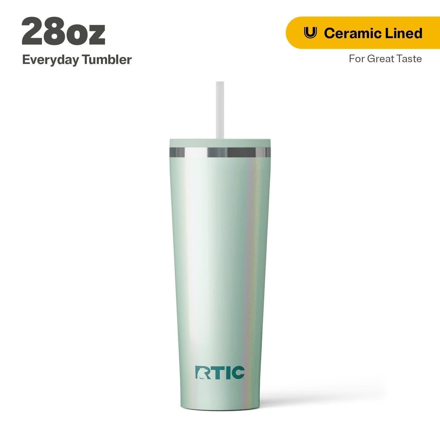 RTIC 28 oz Ceramic Lined Everyday Tumbler, Spill-Resistant Straw Lid, Plum Glitter - Tumbler