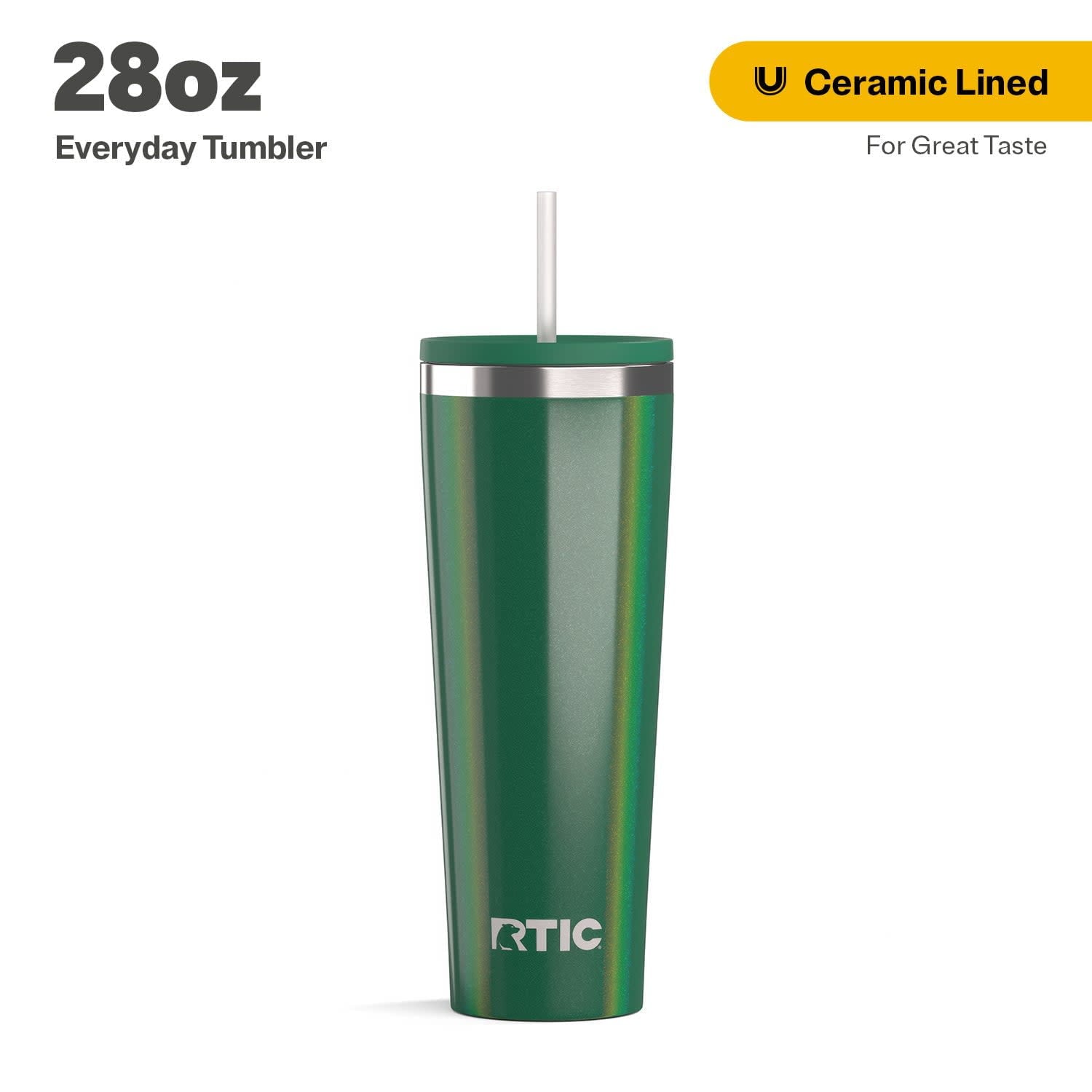 RTIC 28 oz Ceramic Lined Everyday Tumbler, Spill-Resistant Straw Lid, Marine - Tumbler