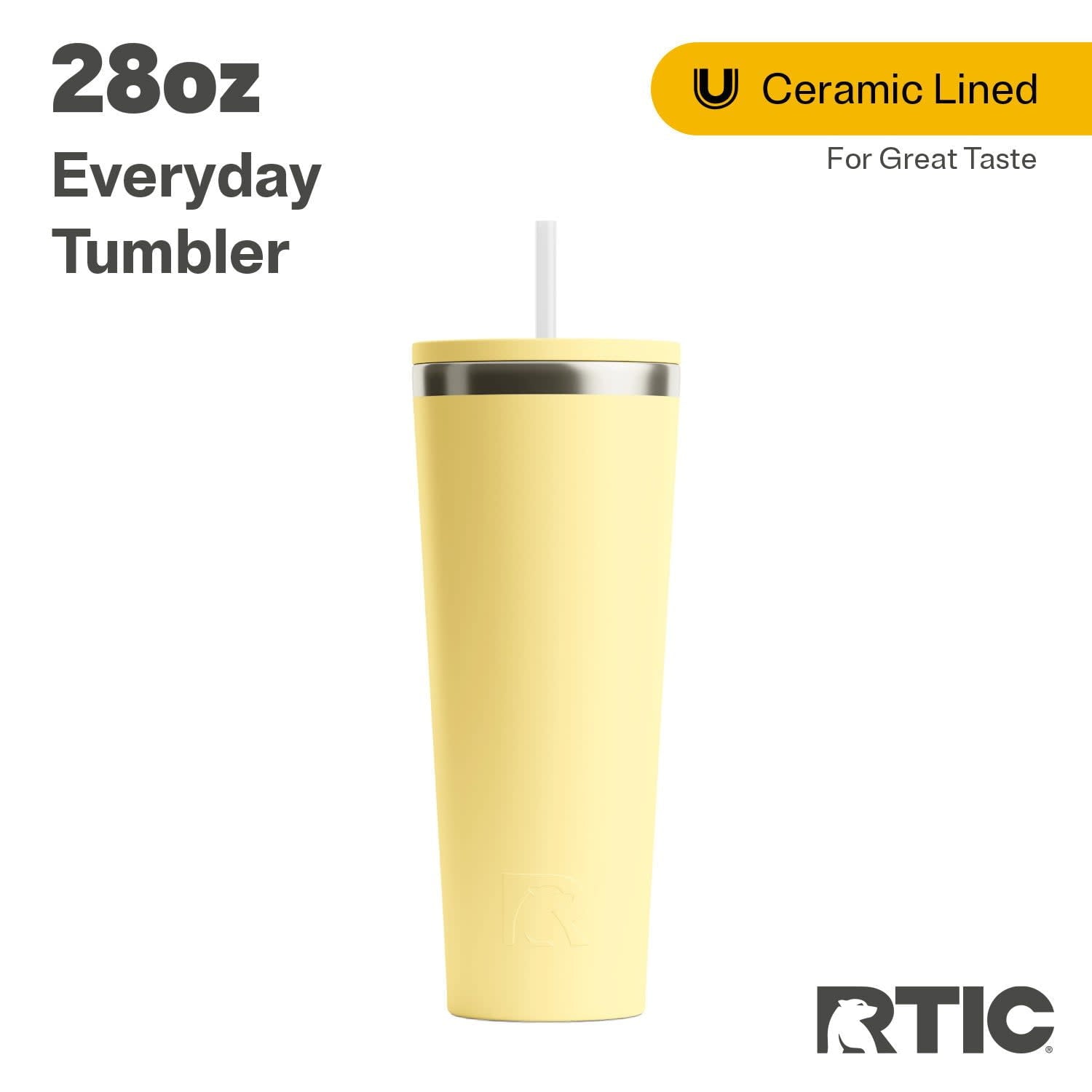 RTIC 28 oz Ceramic Lined Everyday Tumbler, Spill-Resistant Straw Lid, Plum Glitter - Tumbler