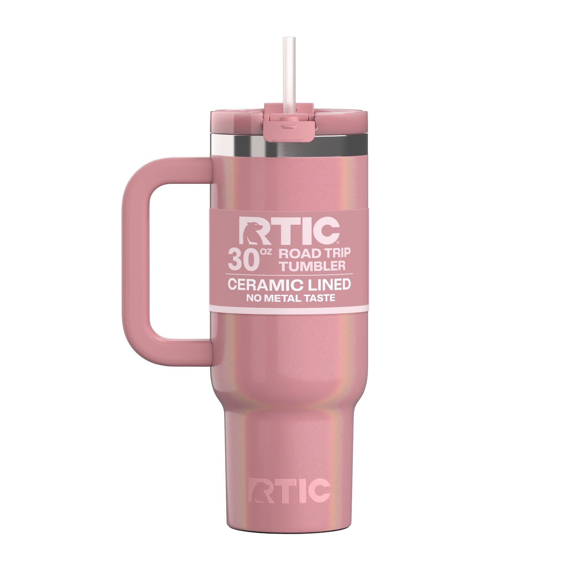 RTIC 30 oz Ceramic Lined Road Trip Tumbler with Handle and Leak-Resistant Straw Lid, Plum - Tumbler