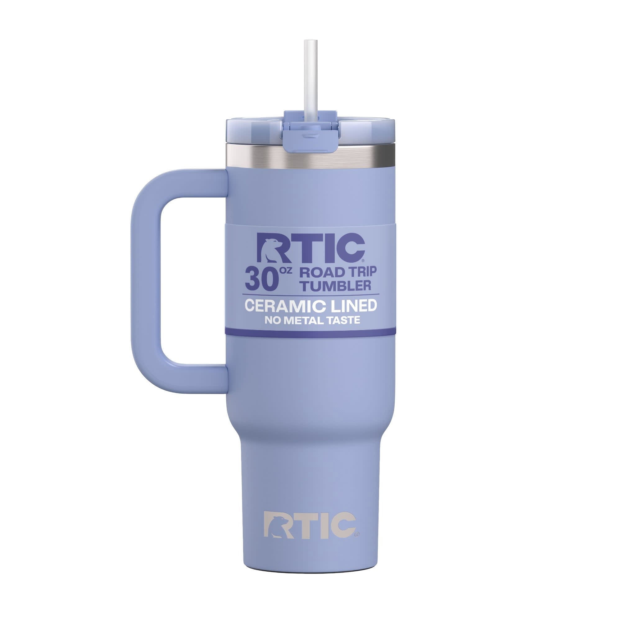 RTIC 30 oz Ceramic Lined Road Trip Tumbler with Handle and Leak-Resistant Straw Lid, Plum - Tumbler