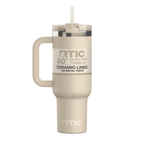 RTIC 40 oz Ceramic Lined Road Trip Tumbler with Handle and Leak-Resistant Straw Lid, White Glitter - Tumbler