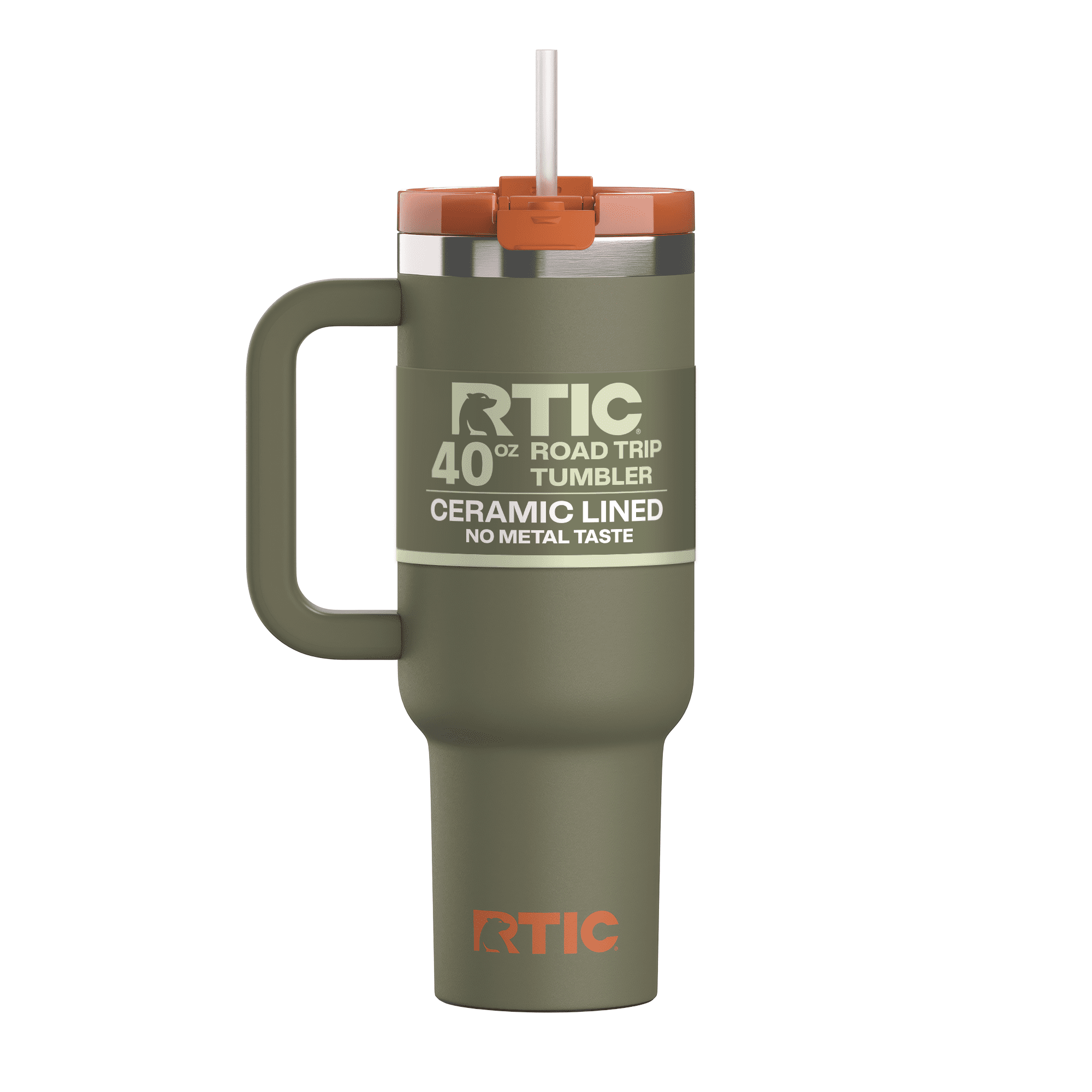 RTIC 40 oz Ceramic Lined Road Trip Tumbler with Handle and Leak-Resistant Straw Lid, White Glitter - Tumbler