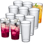 Ruseen 12 Piece Unbreakable Plastic Tumblers Drinkware Bpa Free Reusable Plastic Drinking Glasses For Home Outdoors  Stackable Lead Free Dishwasher Safe 16Oz - Tumbler