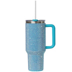 STP GOODS Stainless Steel Rhinestone Insulated Tumbler with Handle Lid and Straw 40 fl oz (1200 ml) Double-Wall Travel Mug, Light Green - Tumbler