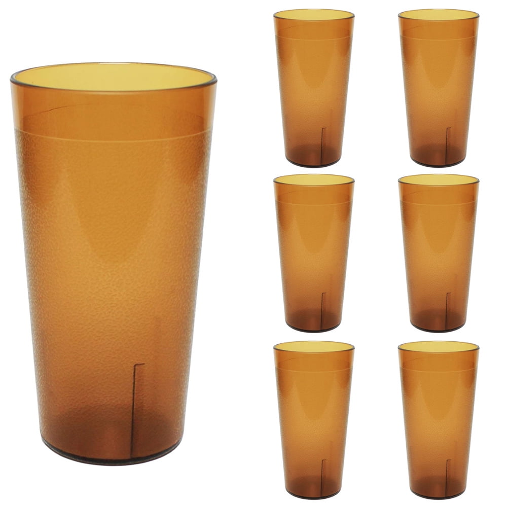 Clear Frosted Drinking Glasses,Reusable Drinking Cups, Large Capacity Beverages Cups,Amber Cold Drink Cups,Unbreakable Plastic Tumbler,for Birthday Party Picnic Buffet 16oz