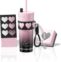 Sidagar 24oz Ceramic Coated Insulated Tumbler with Straw, Gift Travel Mug for Women and Couples, Pink