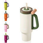Sidagar 36 oz Stainless Steel Vacuum Insulated Ceramic Lined Tumbler, Cream Sprout White