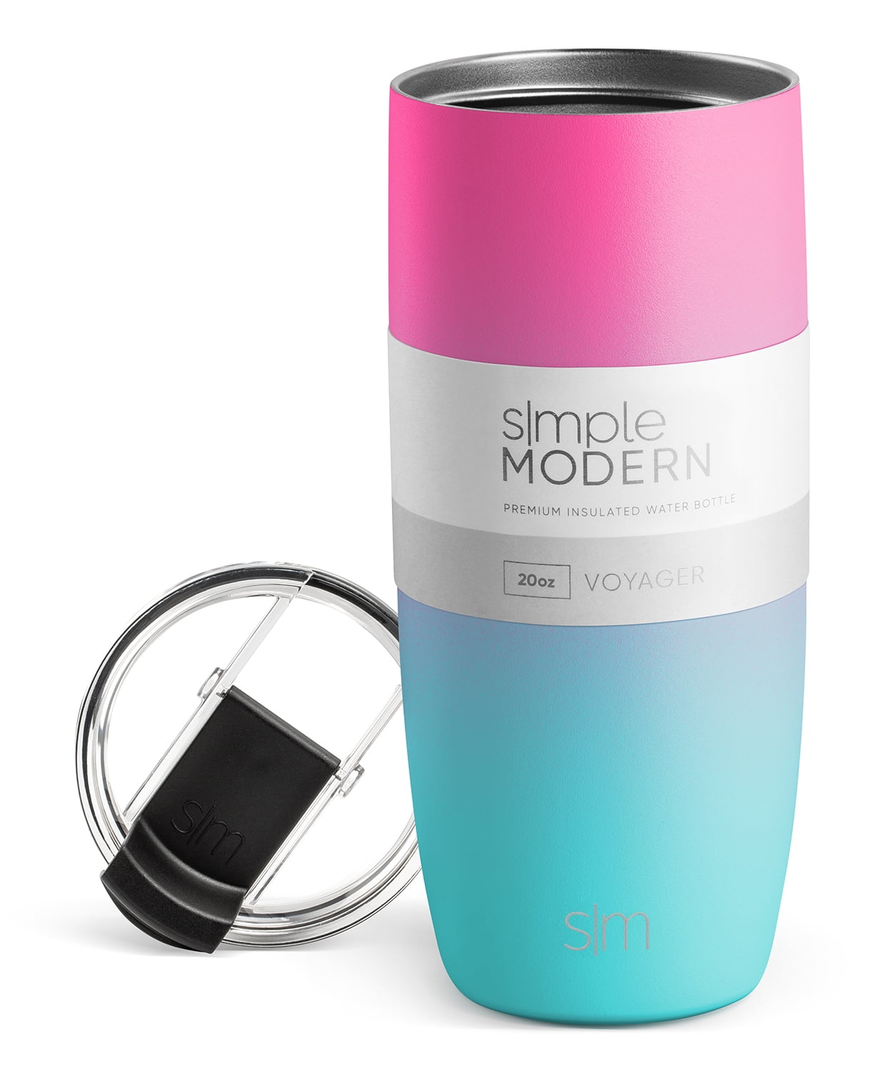 Simple Modern 16oz Voyager Travel Mug Tumbler w/ Clear Flip Lid & Straw - Coffee Cup Vacuum - Tumbler