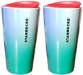 Starbucks 2022 Blue Green Ocean Gradient Travel Cup Ceramic Tumbler 12oz 2 Pack
