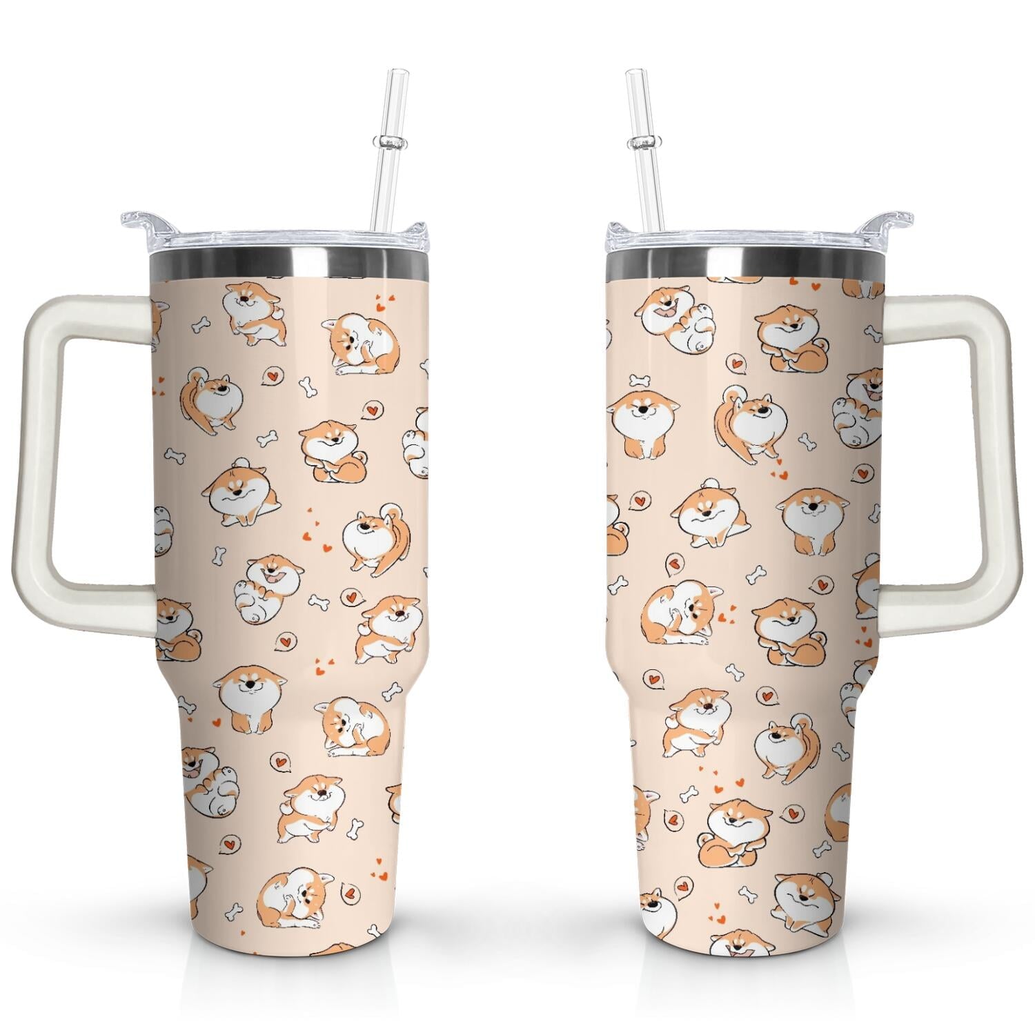 Gift for Dog Lovers Cute Dog Tumbler for Women - 40oz Dog Tumblers with Handle Straw and - Tumbler