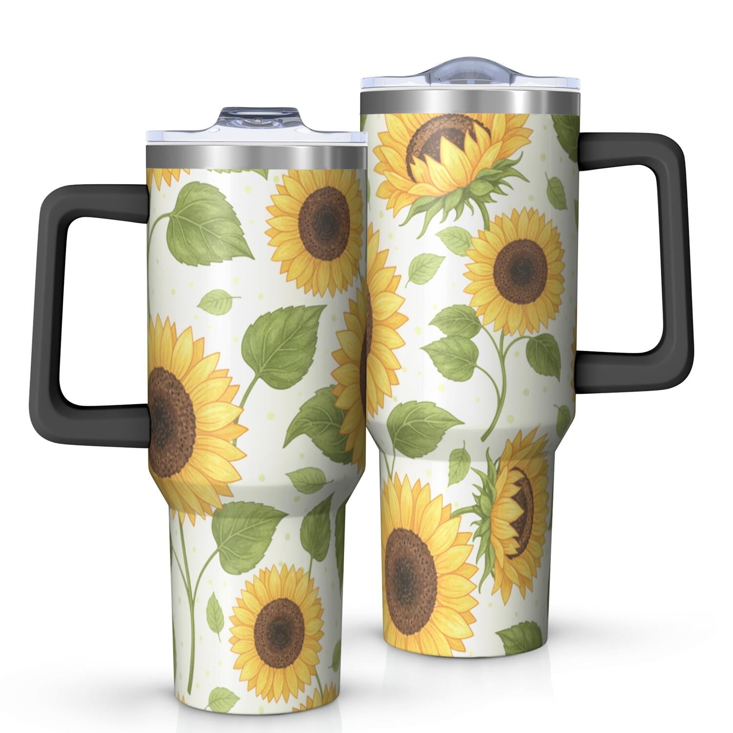 Leopard Print 40oz Tumbler with Handle and Straw, Large Capacity Travel Cup for Hot & Cold Drinks, - Tumbler