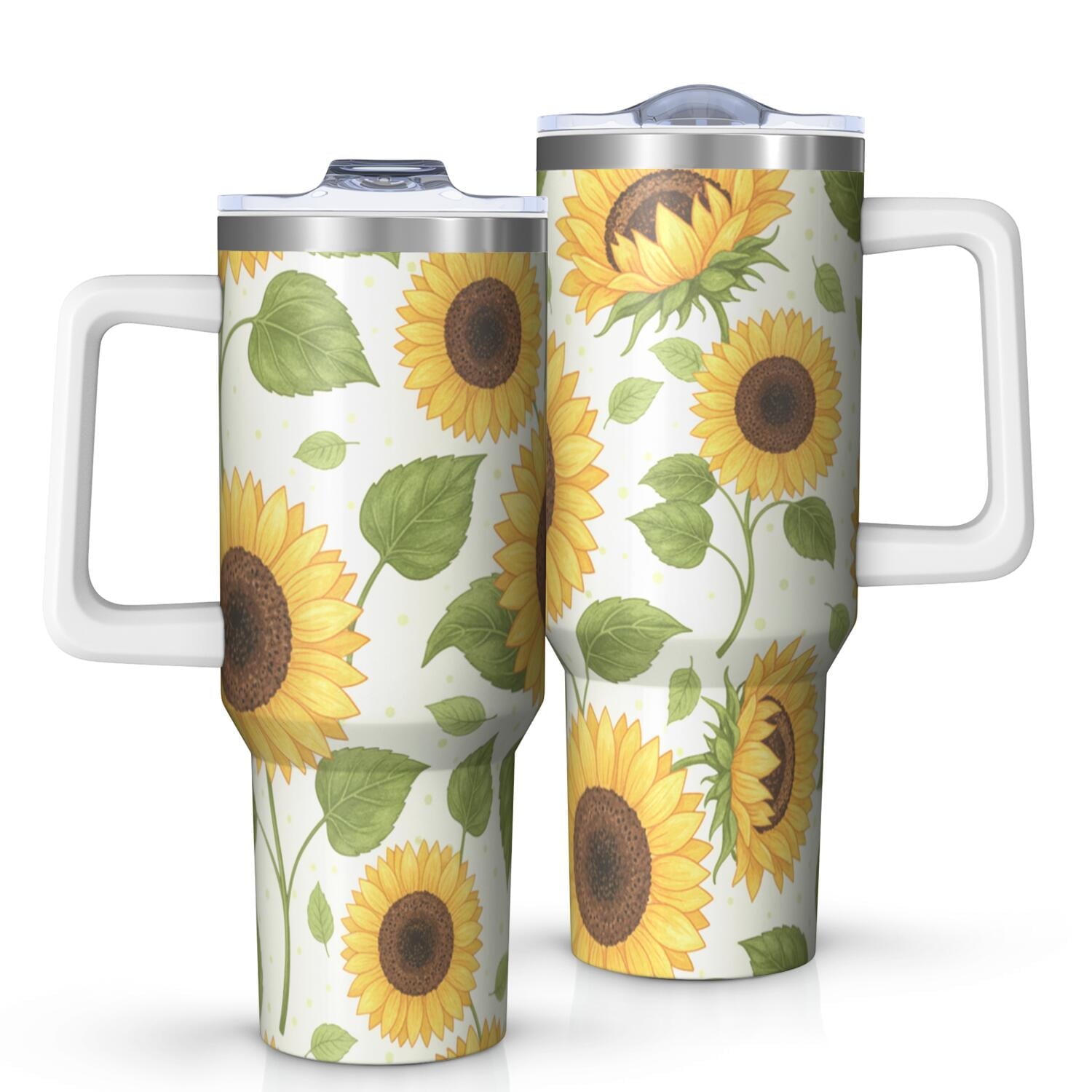 Leopard Print 40oz Tumbler with Handle and Straw, Large Capacity Travel Cup for Hot & Cold Drinks, - Tumbler