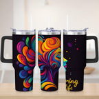 Vibrant Abstract Swirl Stainless Steel Tumbler, 30oz - Tumbler