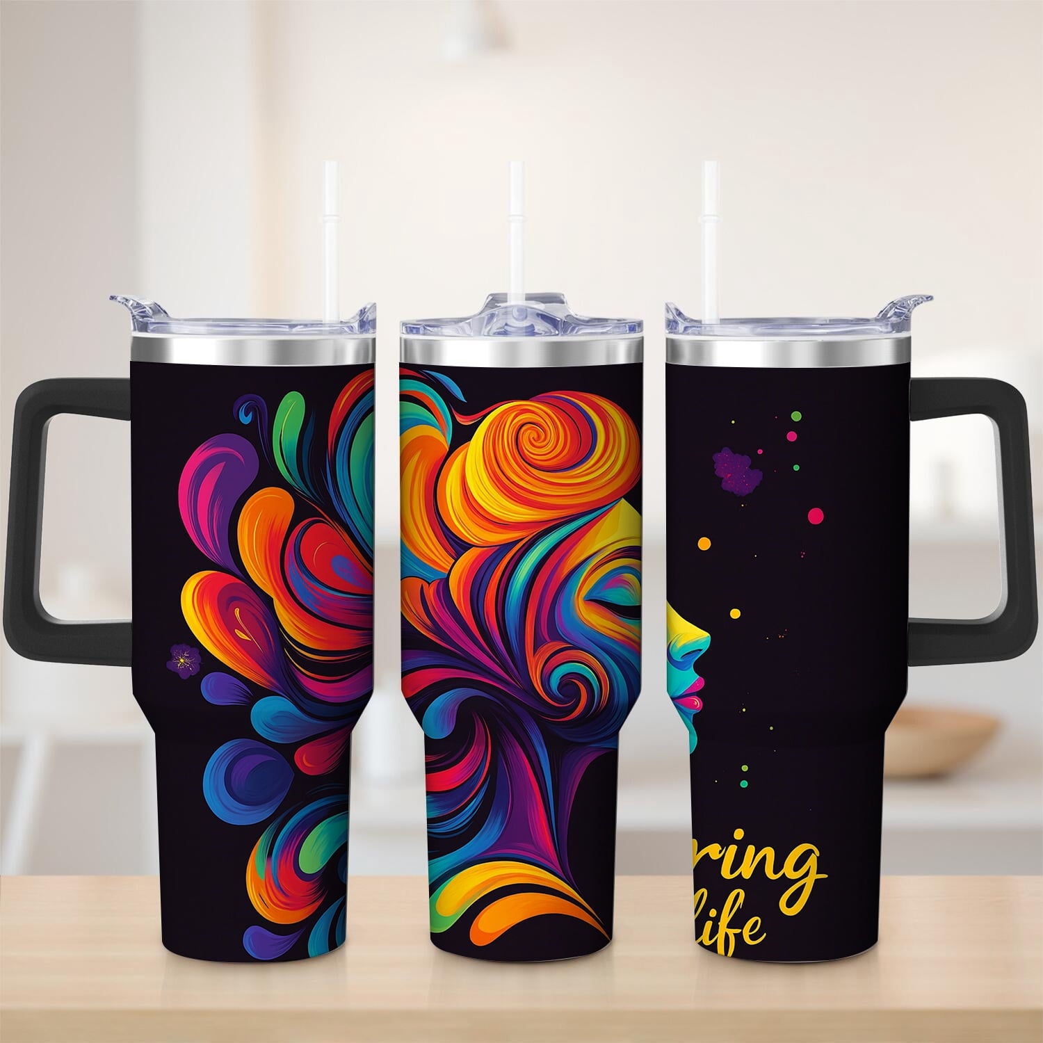 Vibrant Abstract Swirl Stainless Steel Tumbler, 30oz - Tumbler