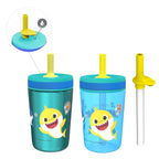 Zak Designs 12oz and 15oz 2-Pack Straw Tumbler Stainless Steel and Plastic with Additional Straw Leakproof and Perfect for Kids, Bluey - Tumbler