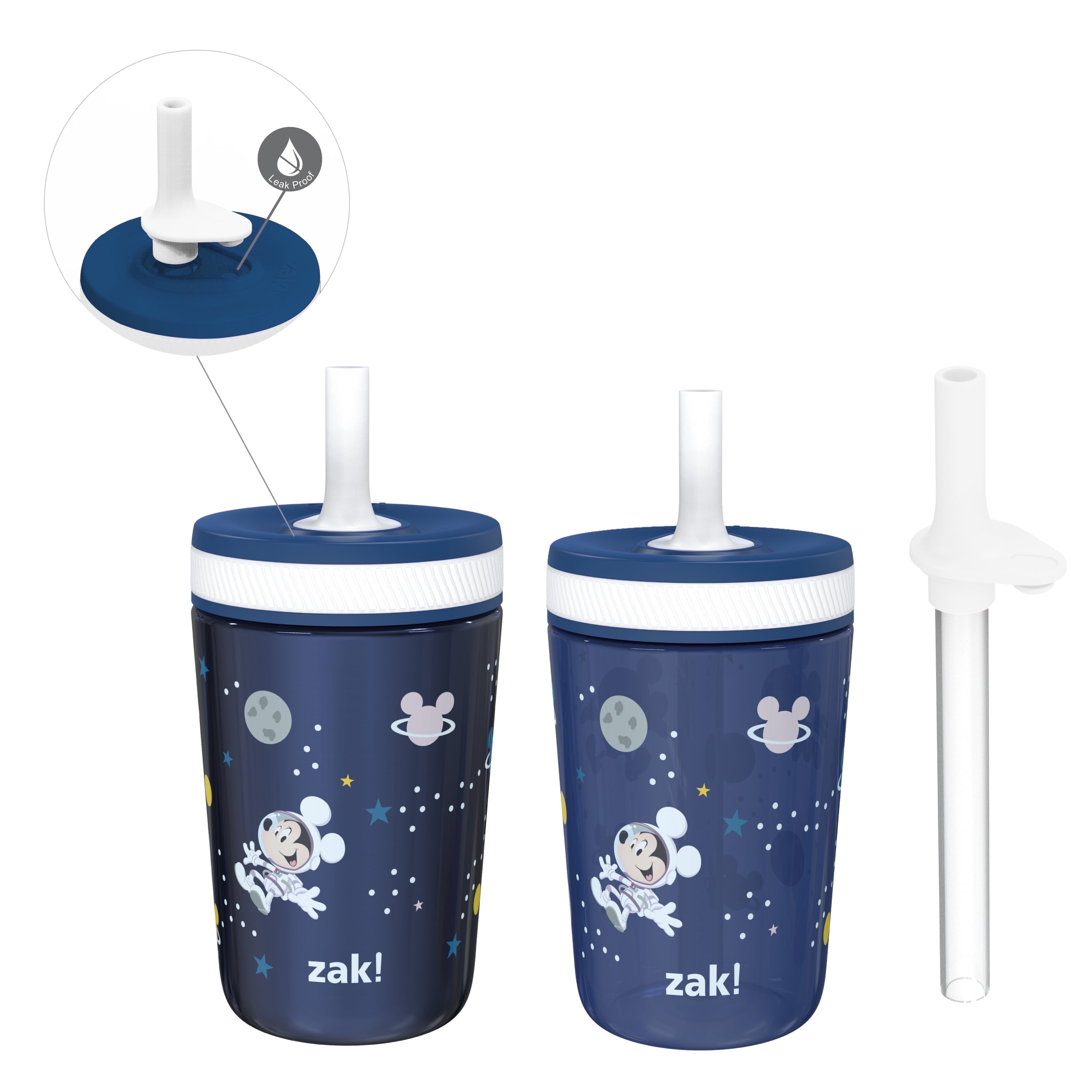 Zak Designs 12oz and 15oz 2-Pack Straw Tumbler Stainless Steel and Plastic with Additional Straw Leakproof and - Tumbler