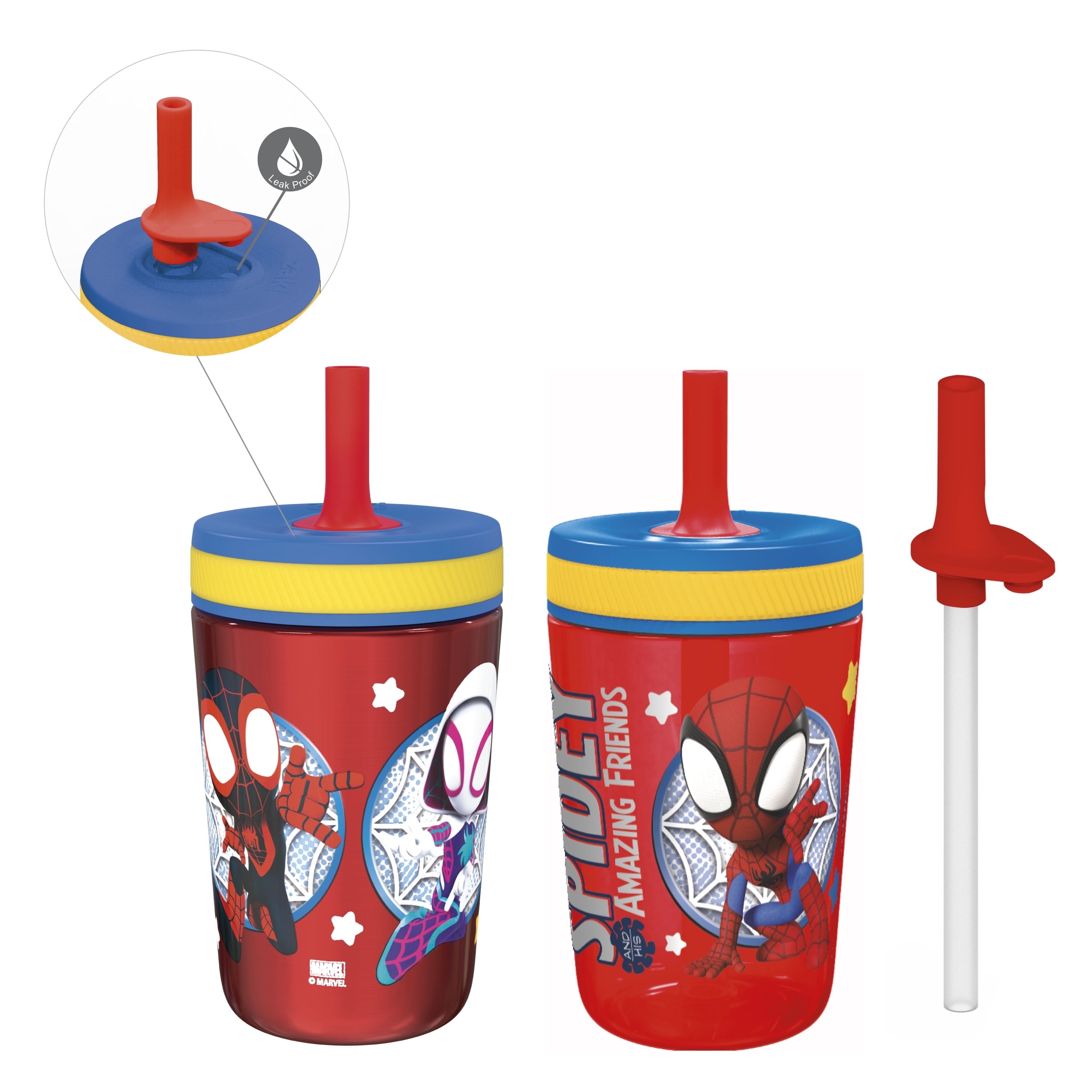 Zak Designs 12oz and 15oz 2-Pack Straw Tumbler Stainless Steel and Plastic with Additional Straw Leakproof and - Tumbler