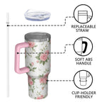 OBREWU Pioneer Flower Tumbler with Handle and Lid,Pioneer Flower 40oz Double Wall Vacuum Insulated Tumbler,Cups Gift for Women and Men