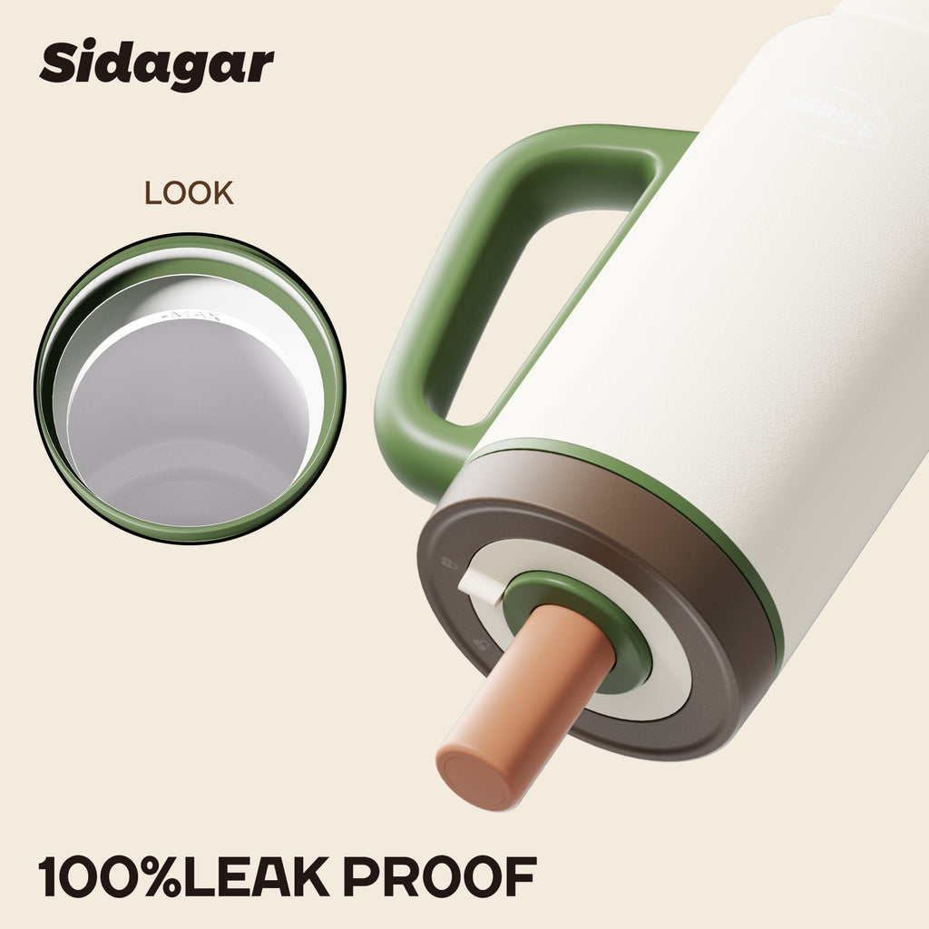 Sidagar 36 oz Stainless Steel Vacuum Insulated Ceramic Lined Tumbler, Cream Sprout White