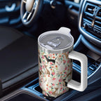 Dog Lover’s Travel Mug – 40oz Double Wall Stainless Steel Tumbler with Handle, Spill Proof Lid and Coffee Straw