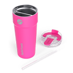 Splitflask 2-in-1 Hot & Cold Insulated Tumbler, 30oz Stainless Steel, Leak-Proof, BPA-Free, Dual Chamber, Travel Mug, Fits Cup Holder (Elle Pink)