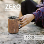 Elemental Summit Insulated Coffee Mug with Lid & Handle, Insulated Vacuum Camp Coffee Cup, Triple Wall Stainless Steel Travel Mug, Hot and Cold Thermal Coffee Tumbler, 16oz - Teakwood